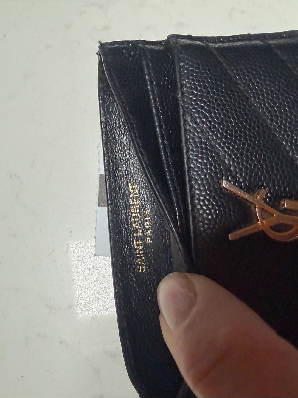 AUTHENTIC Saint Laurent Cassandra Matelasse Black Card Holder Wallet - - Picture 7 of 8